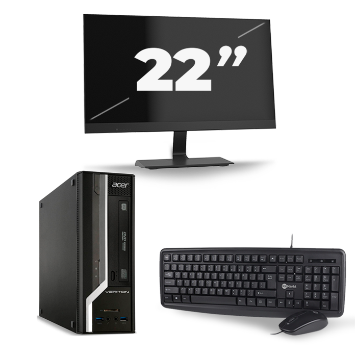 Acer Veriton X2631G SFF - Intel Core i3-4e Generatie - 8GB RAM - 128GB SSD - Windows 10 + 1x 22 inch Monitor