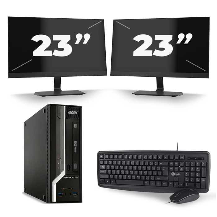 Acer Veriton X2631G SFF - Intel Core i7-4e Generatie - 16GB RAM - 512GB SSD - Windows 10 + 2x 23 inch Monitor