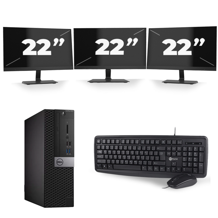 Dell Optiplex 5040 SFF - Intel Core i5-6e Generatie - 8GB RAM - 256GB SSD - Windows 11 + 3x 22 inch Monitor