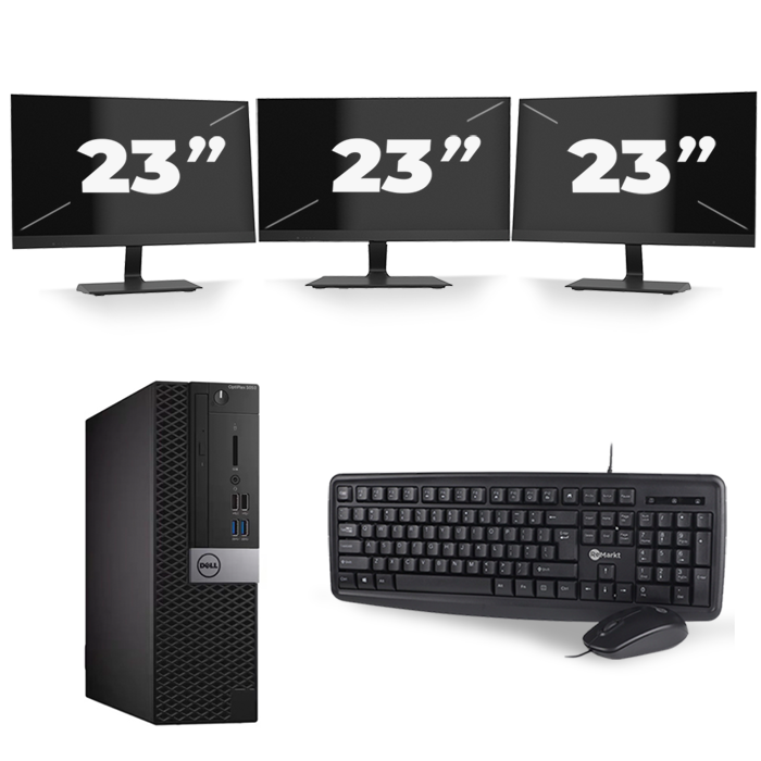 Dell Optiplex 5040 SFF - Intel Core i3-6e Generatie - 8GB RAM - 128GB SSD - Windows 11 + 3x 23 inch Monitor