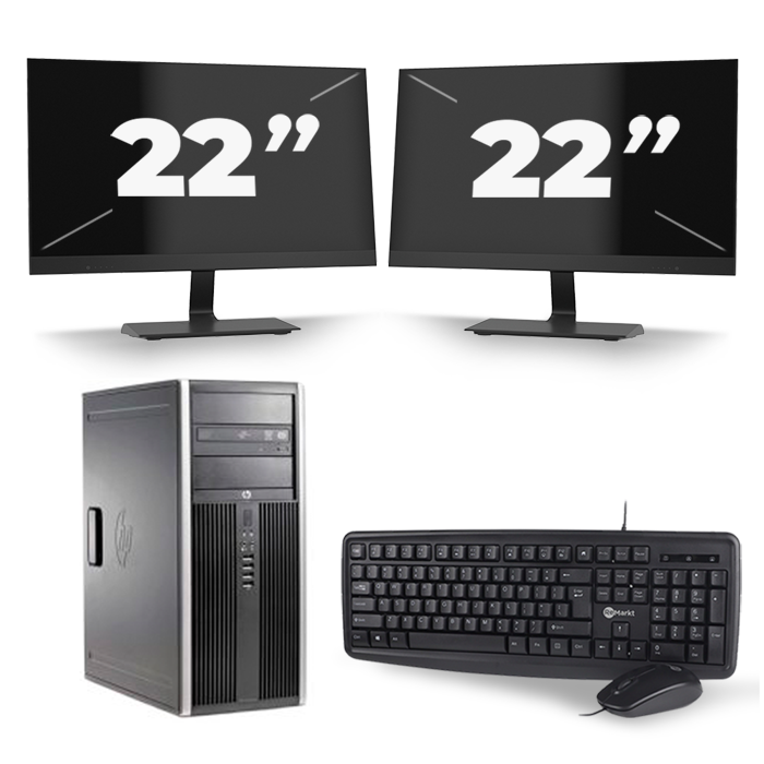HP Compaq Elite 8300 Micro Tower - Intel Core i7-3e Generatie - 16GB RAM - 512GB SSD - Windows 10 + 2x 22 inch Monitor