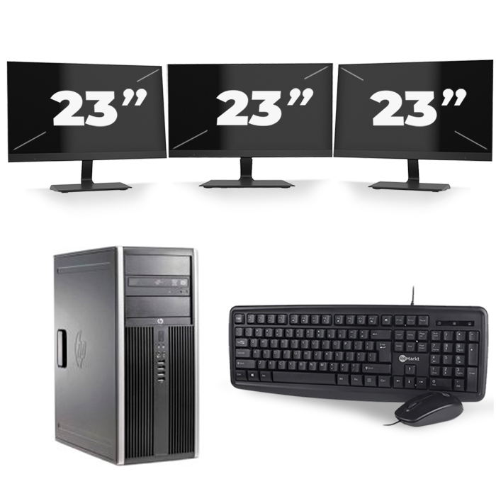 HP Compaq Elite 8300 Micro Tower - Intel Core i7-3e Generatie - 16GB RAM - 512GB SSD - Windows 10 + 3x 23 inch Monitor