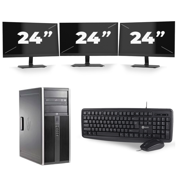 HP Compaq Elite 8300 Micro Tower - Intel Core i7-3e Generatie - 16GB RAM - 512GB SSD - Windows 10 + 3x 24 inch Monitor