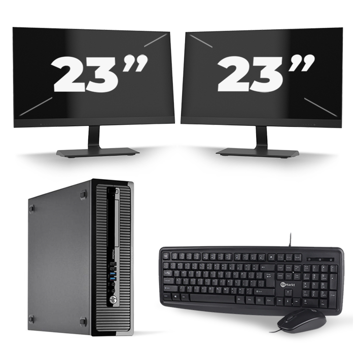 HP ProDesk 400 G1 SFF - Intel Core i3-4e Generatie - 8GB RAM - 128GB SSD - Windows 10 + 2x 23 inch Monitor