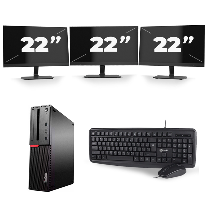 Lenovo ThinkCentre M700 SFF - Intel Core i7-6e Generatie - 16GB RAM - 512GB SSD - Windows 11 + 3x 22 inch Monitor