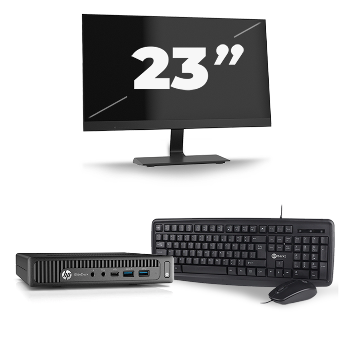 HP EliteDesk 800 G2 USFF - Intel Core i3-6e Generatie - 8GB RAM - 128GB SSD - Windows 11 + 1x 23 inch Monitor