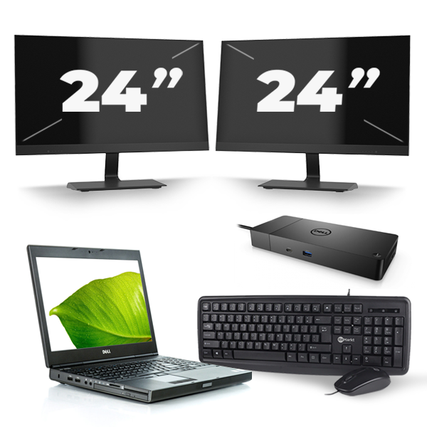 Dell Precision M4600 - Intel Core i5-2e Generatie - 15 inch - 8GB RAM - 256GB SSD - Windows 10 + 2x 24 inch Monitor