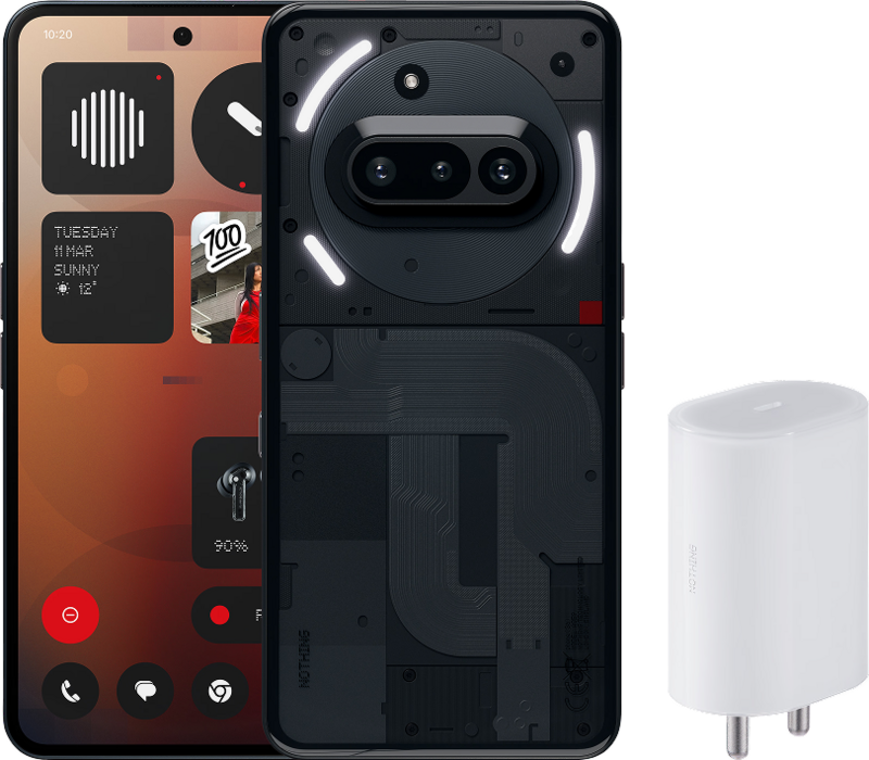 Nothing Tech Nothing Phone (3a) 128GB Zwart 5G + Nothing Power Delivery Oplader 45W Wit