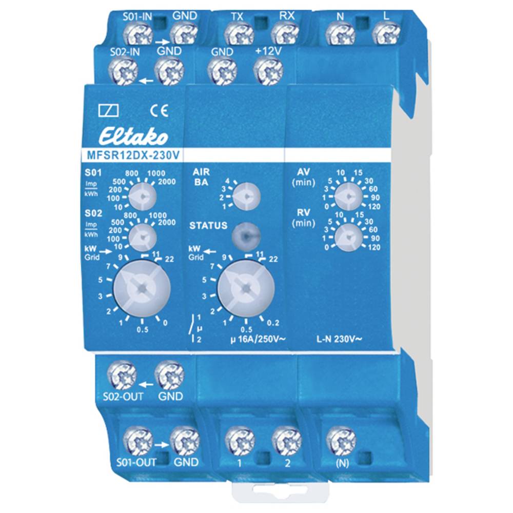Eltako 22100530 MFSR12DX-230V Multifunctioneel stroomrelais 230 V/AC 1 stuk(s) Tijdsduur: 0.1 - 14400 s 1x NO