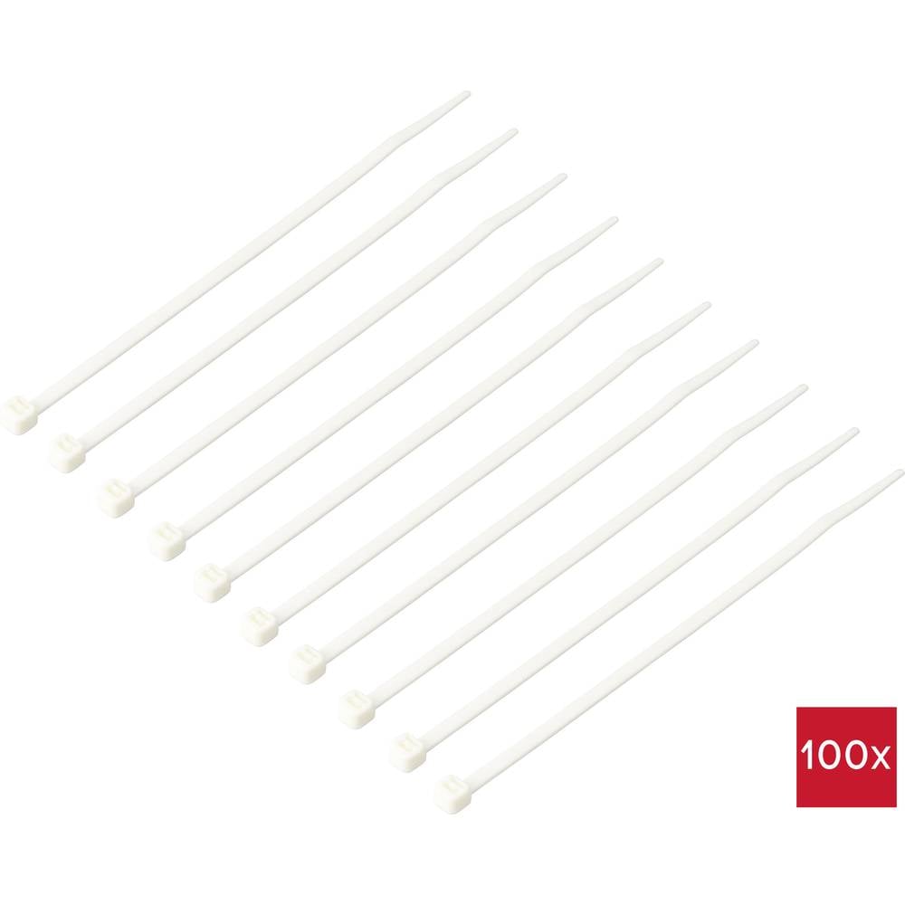 TRU COMPONENTS TC-12533332 Kabelbinder 150 mm 3.6 mm Wit Vlamvertragend 100 stuk(s)