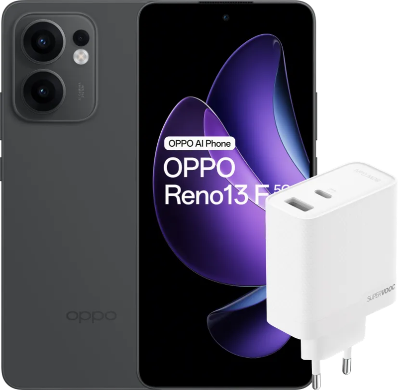 Oppo Reno 13 F 256GB Zwart 5G +  SuperVOOC Oplader 45W