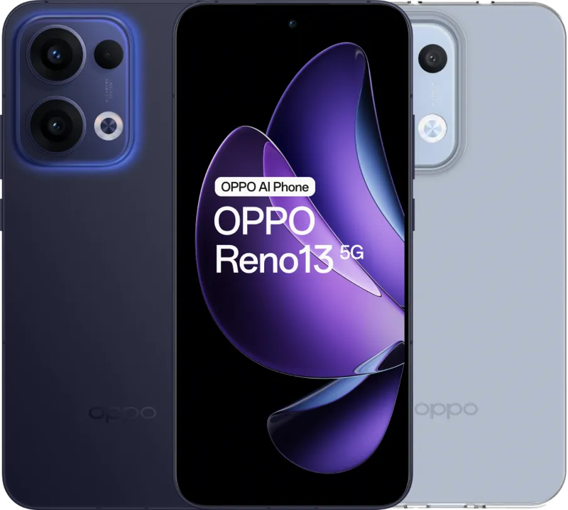 Oppo Reno13 256GB Blauw 5G + Just in Case Back Cover Transparant