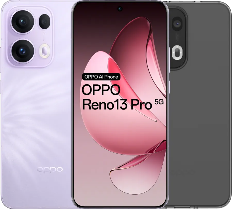 Oppo Reno13 Pro 512GB Paars 5G + Just in Case Back Cover Transparant