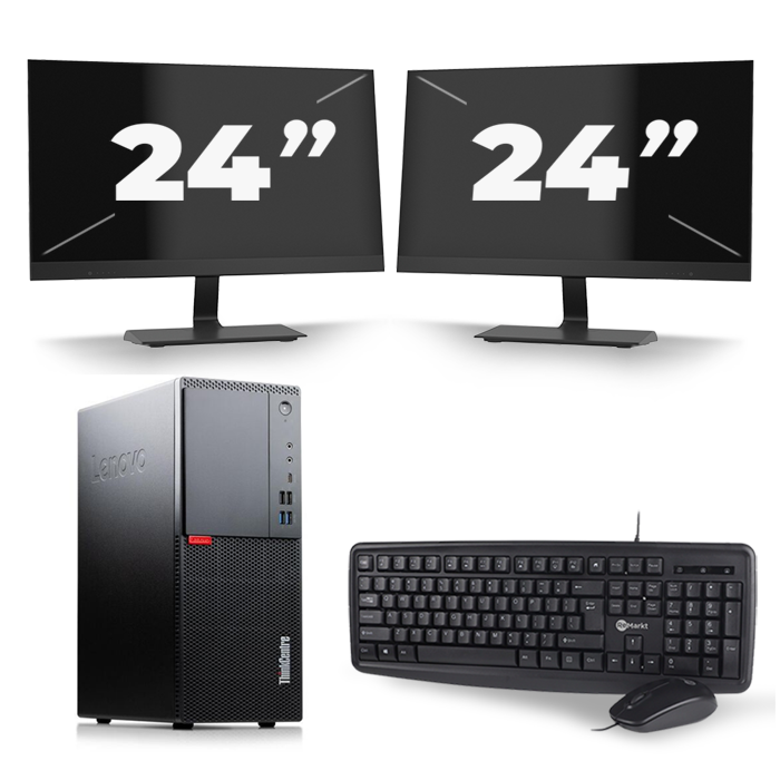 Lenovo ThinkCentre M720t Tower - Intel Core i5-8e Generatie - 16GB RAM - 512GB SSD - Windows 11 + 2x 24 inch Monitor