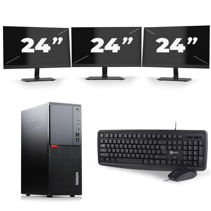 Lenovo ThinkCentre M720t Tower - Intel Core i5-8e Generatie - 16GB RAM - 512GB SSD - Windows 11 + 3x 24 inch Monitor