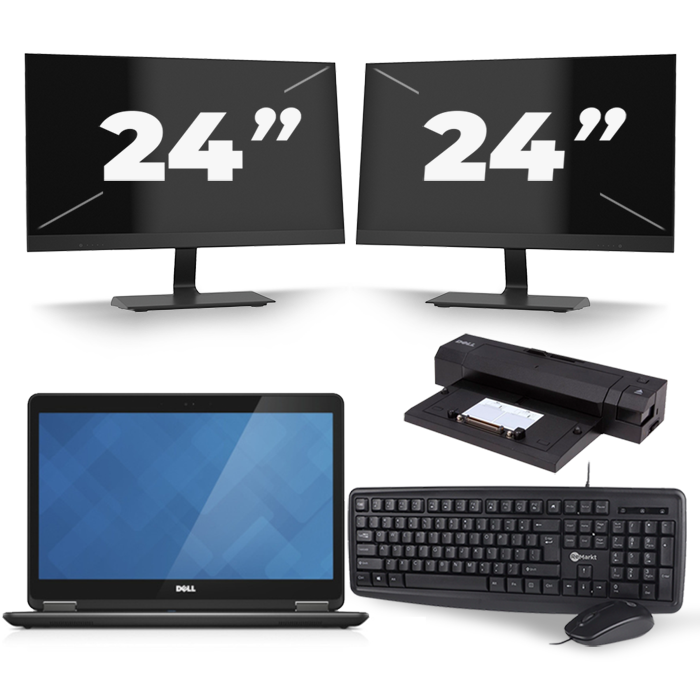 Dell Latitude E7440 - Intel Core i5-4e Generatie - 14 inch - 8GB RAM - 256GB SSD - Windows 11 + 2x 24 inch Monitor