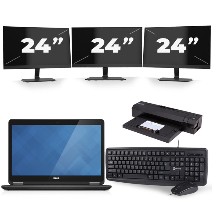 Dell Latitude E7440 - Intel Core i5-4e Generatie - 14 inch - 8GB RAM - 256GB SSD - Windows 11 + 3x 24 inch Monitor