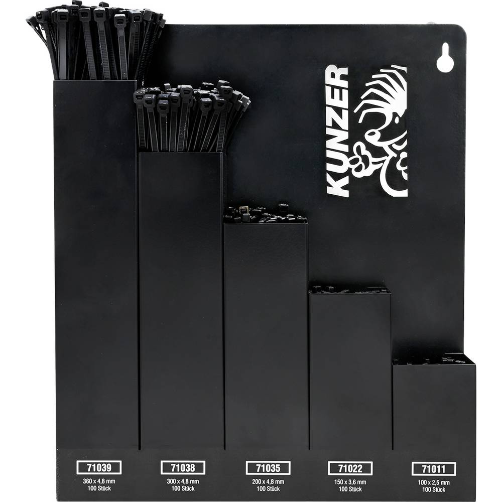 Kunzer 7KBS500 Assortiment kabelbinders 100 mm, 150 mm, 200 mm, 300 mm, 360 mm Zwart 500 stuk(s)