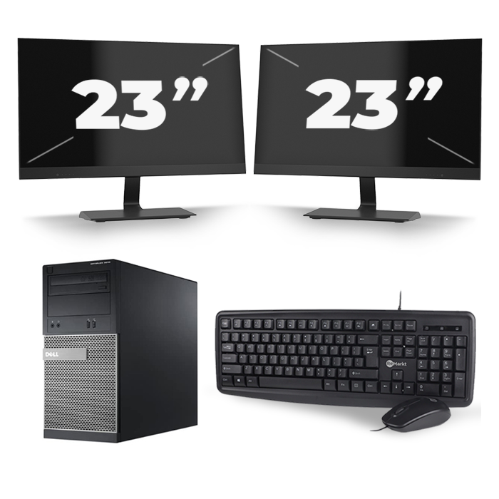 Dell Optiplex 3020 Micro Tower - Intel Core i7-4e Generatie - 16GB RAM - 512GB SSD - Windows 10 + 2x 23 inch Monitor