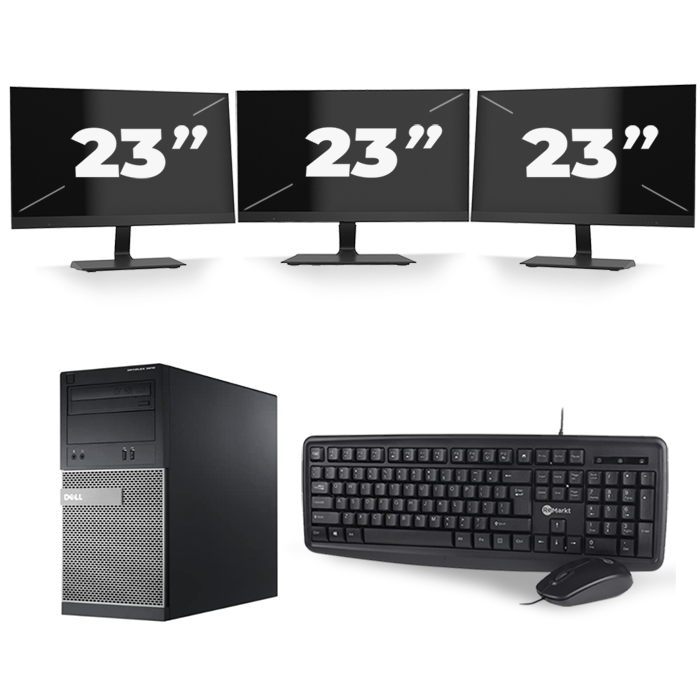 Dell Optiplex 3020 Micro Tower - Intel Core i3-4e Generatie - 8GB RAM - 128GB SSD - Windows 10 + 3x 23 inch Monitor