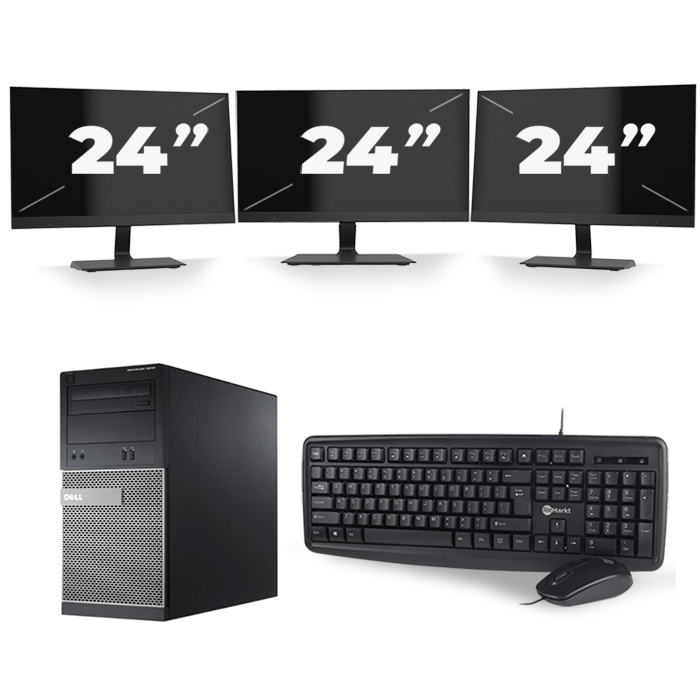 Dell Optiplex 3020 Micro Tower - Intel Core i3-4e Generatie - 8GB RAM - 128GB SSD - Windows 10 + 3x 24 inch Monitor