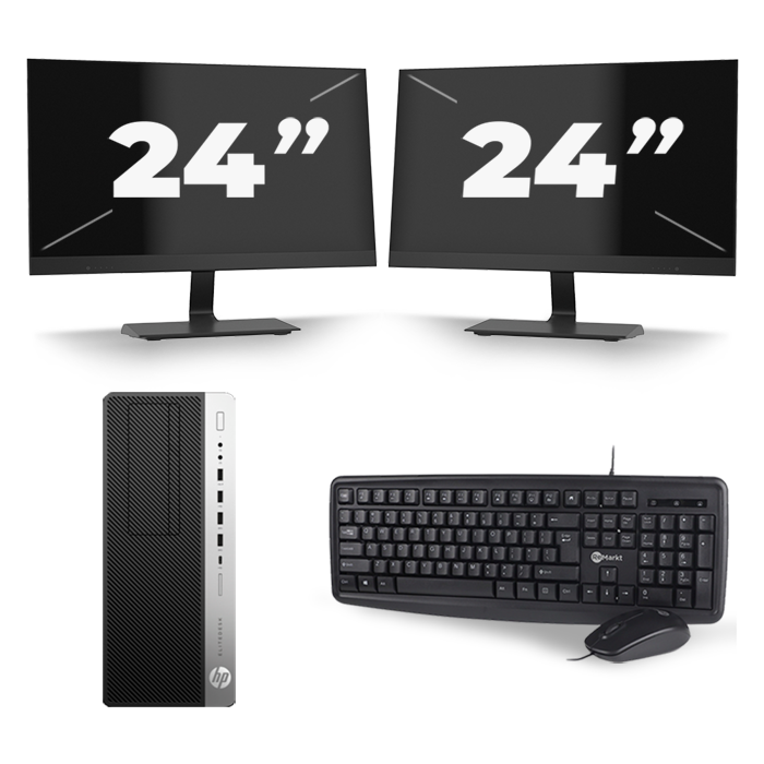 HP EliteDesk 800 G3 Micro Tower - Intel Core i3-6e Generatie - 8GB RAM - 128GB SSD - Windows 11 + 2x 24 inch Monitor