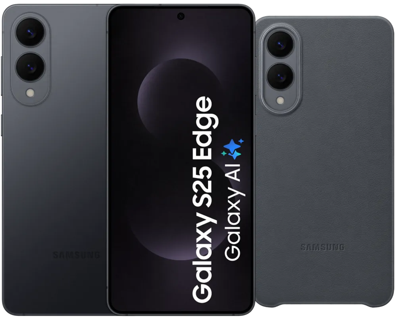 Samsung Galaxy S25 Edge 256GB Zwart 5G +  Kindsuit Back Cover Zwart