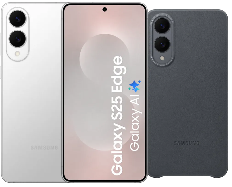 Samsung Galaxy S25 Edge 512GB Zilver 5G +  Kindsuit Back Cover Zwart