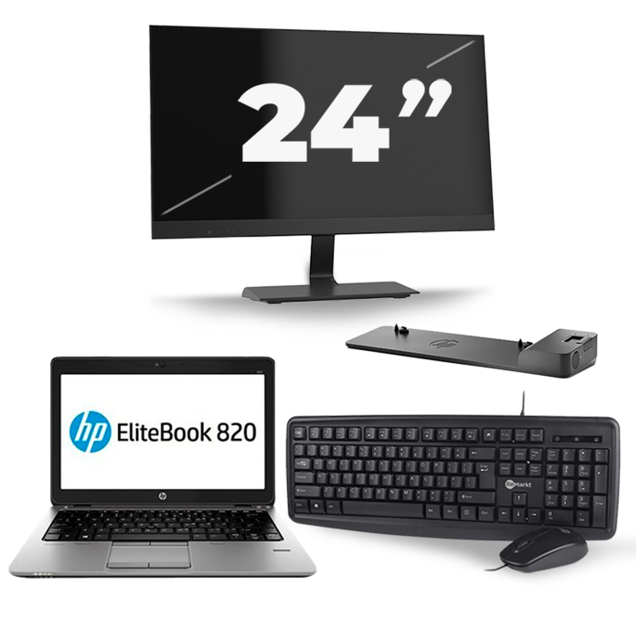 HP EliteBook 820 G1 - Intel Core i5-4e Generatie - 12 inch - 8GB RAM - 256GB SSD - Windows 11 + 1x 24 inch Monitor