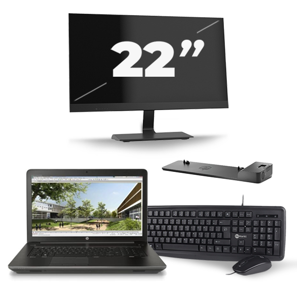HP ZBook 17 G3 - Intel Core i7-6e Generatie - 17 inch - 16GB RAM - 512GB SSD - Windows 11 + 1x 22 inch Monitor