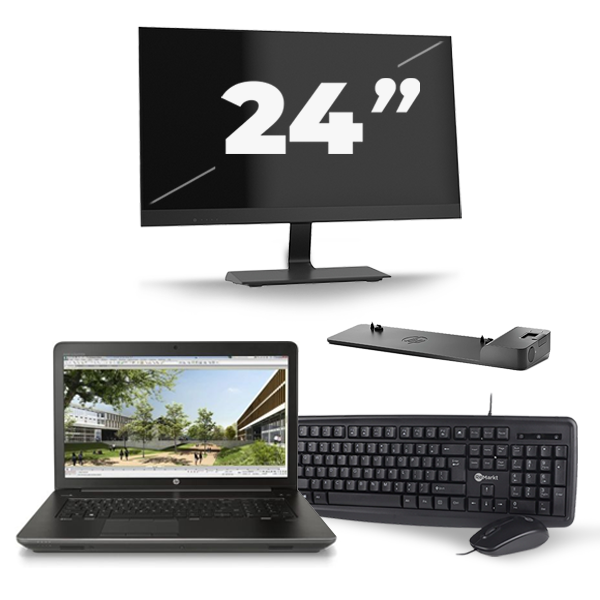 HP ZBook 17 G3 - Intel Core i7-6e Generatie - 17 inch - 16GB RAM - 512GB SSD - Windows 11 + 1x 24 inch Monitor