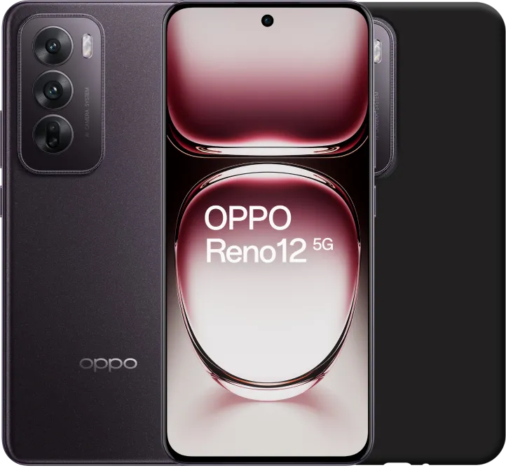 Oppo Reno12 256GB Zwart 5G + Just in Case Back Cover Zwart