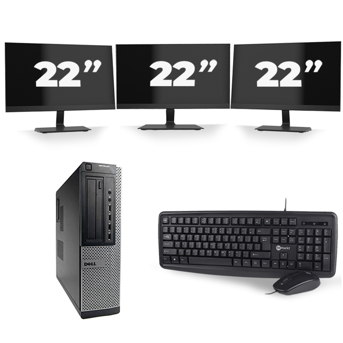 Dell Optiplex 7010 Desktop - Intel Core i7-3e Generatie - 16GB RAM - 512GB SSD - Windows 10 + 3x 22 inch Monitor