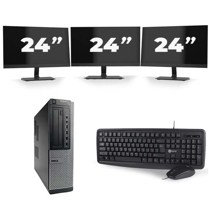Dell Optiplex 7010 Desktop - Intel Core i3-3e Generatie - 8GB RAM - 128GB SSD - Windows 10 + 3x 24 inch Monitor