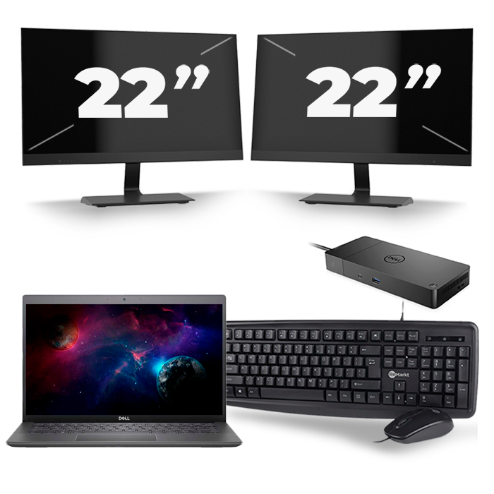 Dell Latitude 3301 - Intel Core i5-8e Generatie - 13 inch - 8GB RAM - 512GB SSD - Windows 11 + 2x 22 inch Monitor