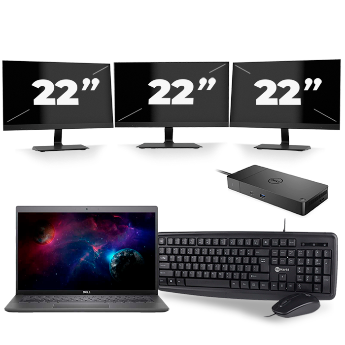 Dell Latitude 3301 - Intel Core i5-8e Generatie - 13 inch - 8GB RAM - 512GB SSD - Windows 11 + 3x 22 inch Monitor