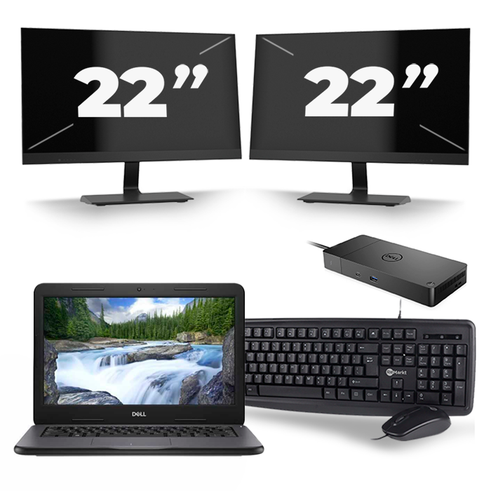 Dell Latitude 3310 - Intel Core i3-7e Generatie - 13 inch - 8GB RAM - 256GB SSD - Windows 11 Home + 2x 22 inch Monitor