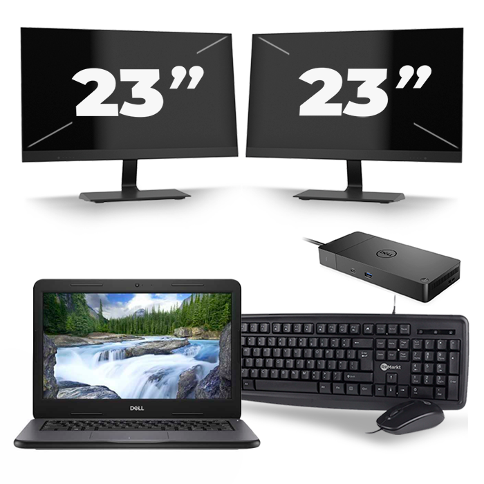 Dell Latitude 3310 - Intel Core i3-7e Generatie - 13 inch - 8GB RAM - 256GB SSD - Windows 11 Home + 2x 23 inch Monitor