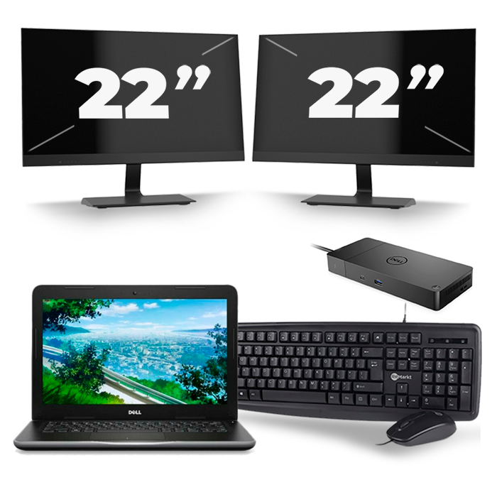Dell Latitude 3380 - Intel Core i3-6e Generatie - 13 inch - 8GB RAM - 256GB SSD - Windows 11 + 2x 22 inch Monitor