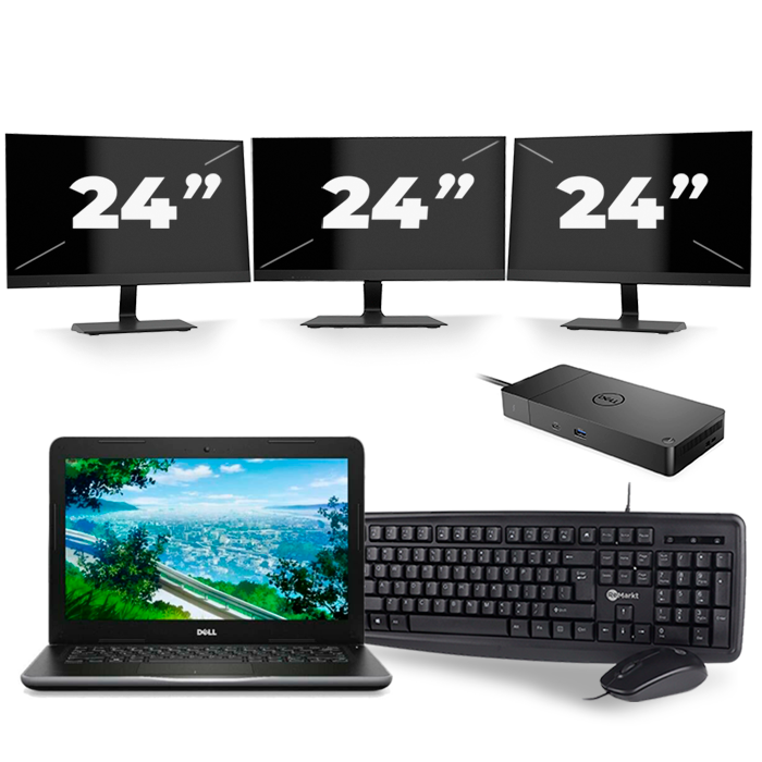 Dell Latitude 3380 - Intel Core i3-6e Generatie - 13 inch - 8GB RAM - 256GB SSD - Windows 11 + 3x 24 inch Monitor