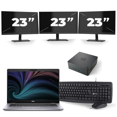 Dell Latitude 5310 - Intel Core i7-10e Generatie - 13 inch - 16GB RAM - 512GB SSD - Windows 11 + 3x 23 inch Monitor