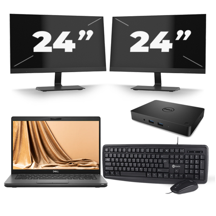 Dell Latitude 5401 - Intel Core i5-9e Generatie - 14 inch - 16GB RAM - 512GB SSD - Windows 11 + 2x 24 inch Monitor