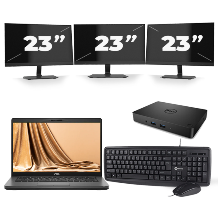 Dell Latitude 5401 - Intel Core i5-9e Generatie - 14 inch - 16GB RAM - 512GB SSD - Windows 11 + 3x 23 inch Monitor