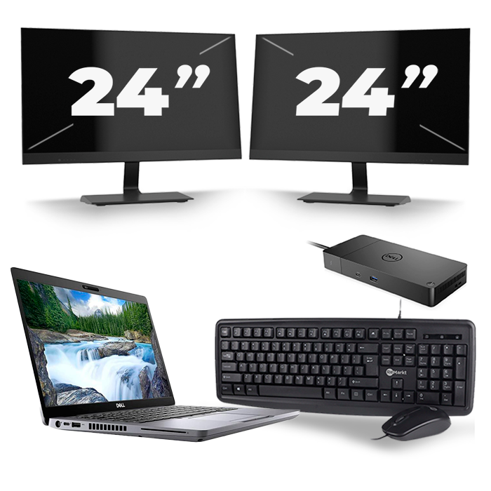 Dell Latitude 5410 - Intel Core i7-10e Generatie - 14 inch - 16GB RAM - 512GB SSD - Windows 11 + 2x 24 inch Monitor