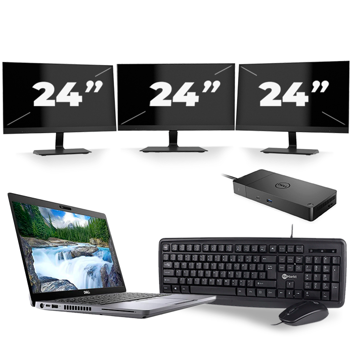 Dell Latitude 5410 - Intel Core i5-10e Generatie - 14 inch - 16GB RAM - 512GB SSD - Windows 11 + 3x 24 inch Monitor