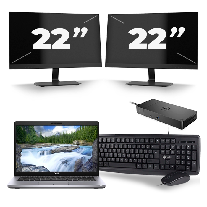 Dell Latitude 5411 - Intel Core i7-10e Generatie - 14 inch - 16GB RAM - 512GB SSD - Windows 11 + 2x 22 inch Monitor