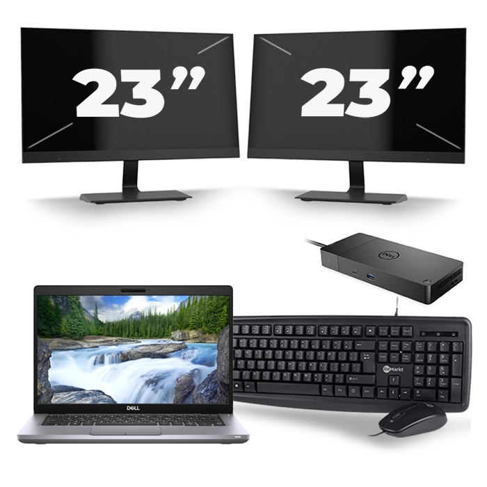 Dell Latitude 5411 - Intel Core i5-10e Generatie - 14 inch - 16GB RAM - 512GB SSD - Windows 11 + 2x 23 inch Monitor
