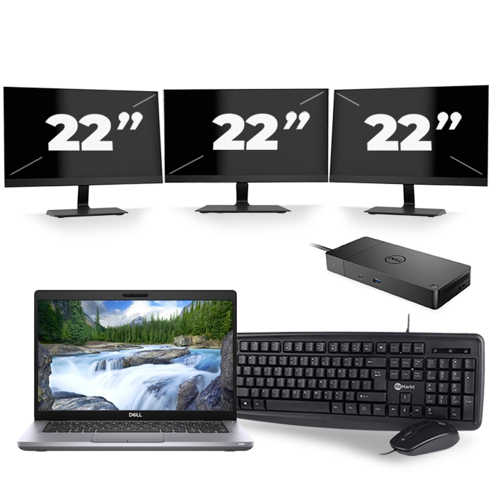 Dell Latitude 5411 - Intel Core i5-10e Generatie - 14 inch - 16GB RAM - 512GB SSD - Windows 11 + 3x 22 inch Monitor