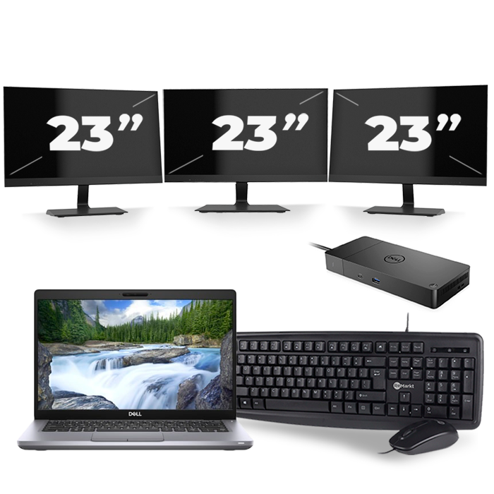 Dell Latitude 5411 - Intel Core i7-10e Generatie - 14 inch - 16GB RAM - 512GB SSD - Windows 11 + 3x 23 inch Monitor