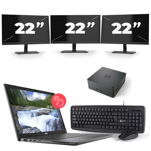 Dell Latitude 7310 - Intel Core i7-10e Generatie - 13 inch - Touch - 16GB RAM - 512GB SSD - Windows 11 Home + 3x 22 inch Monitor